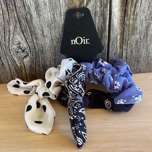 NWT 3 Nordstrom nOir Blue Black & White Bow Knot Hair Accessories